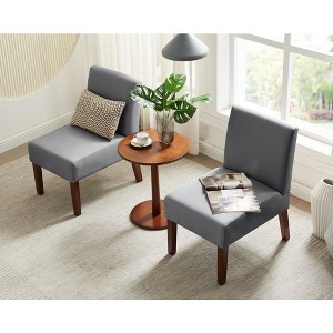 Accent Chair Set Of 3, Vanity Chair With Round Side Table, 2 Corner Side Chair, Hardwood Frame, Armless Furniture Set - 1 of 4