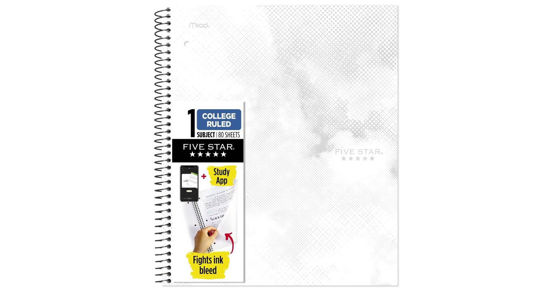 Five Star Active Subject Notebook 80ct White