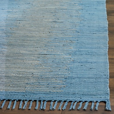 Coastal Charm Light Blue Hand Woven Cotton Abstract Area Rug 8' x 10'