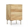 Vynxaria Modern Handcrafted Nightstand ¨C Mango Wood, Wave-Door Cabinet, Iron Legs, 18.00¡±W x 16.00¡±D x 28.00¡±H - 3 of 4