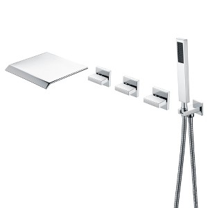 Sumerain Waterfall Tub Faucet Wall Mount Bathtub Faucet with Hand Shower and Wide Spout, Chrome - 1 of 4