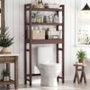 Over Toilet Storage Organizer Rack 3 Tier Freestanding Above Toilet Stand with 3 Hooks Bathroom Restroom Laundry Espresso - 2 of 4