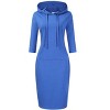 Women's 3/4 Sleeve Hooded Sweatshirt Dress, Pullover Bodycon Midi Dress with Pockets - 3 of 3
