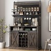 Coffee Hutch Cabinet Farmhouse Coffee Bar Cabinet 75" Tall Buffet Cabinet with Storage Large Bar Cabinet with Sliding Barn Door Dining Room - 3 of 4