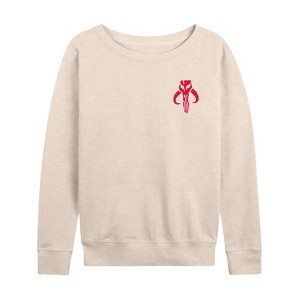 Women's - Star Wars - Boba Fett Aurebesh Lightweight French Terry Wide Neck Long Sleeve Shirt - 1 of 4