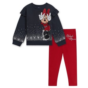 Disney Minnie Mouse Girls Fleece Sweatshirt and Leggings Outfit Set Toddler - 1 of 4