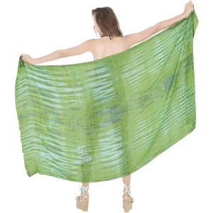 LA LEELA Women's Bikini Sarong Swimwear Cover up Skirt Bathing suit Summer Wraps Swimsuit Beach Wrap for Women One Size Green, Tie Dye Design - 1 of 4