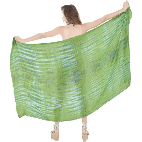 LA LEELA Women's Bikini Sarong Swimwear Cover up Skirt Bathing suit Summer Wraps Swimsuit Beach Wrap for Women One Size Green, Tie Dye Design - image 1 of 4