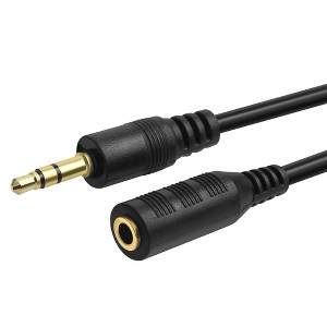 INSTEN 3.5mm Stereo Plug to Jack Extension Cable M/F, 6 FT / 1.8 M, Black - 1 of 4