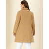 Women's Plus Size Coats Notched Lapel Single Breasted Cinched Waist Winter Pea Long Coat Khaki 2X Khaki 2X - 4 of 4