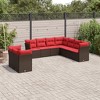 vidaXL 9 Piece Garden Sofa Set with Cushions Brown and Red - Without Table - 2 of 4