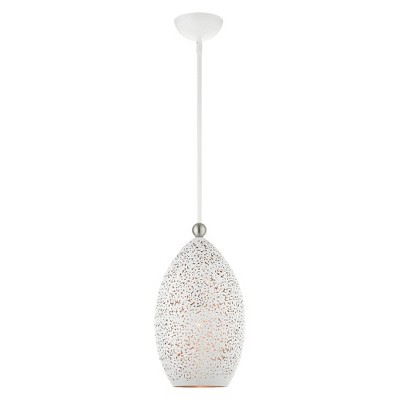 Livex Lighting Charlton 1 - Light Pendant in  White/Brushed Nickel