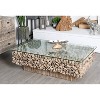 Rectangular Contemporary Driftwood Coffee Table Brown - Olivia & May: Handmade, No Assembly, Glass Top - 2 of 4