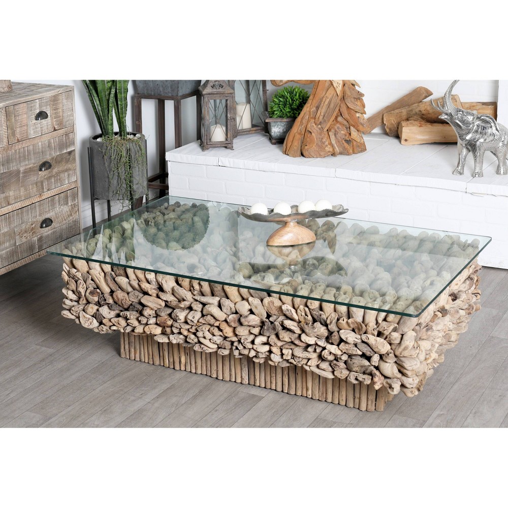 Photos - Coffee Table Rectangular Contemporary Driftwood  Brown - Olivia & May