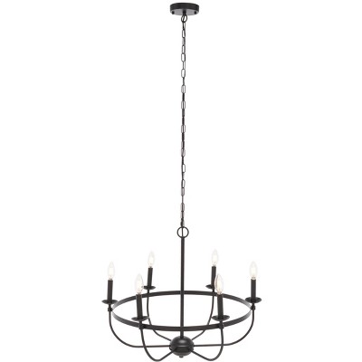 Lannan 23" Black Steel Chandelier with Faux Candle Lights