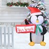 Sunnydaze 46.5" Self-Inflatable Holiday Penguin Outdoor Winter Holiday Lawn Decoration with LED Lights - 2 of 4