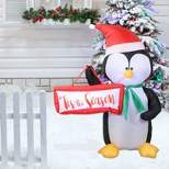 Sunnydaze 46.5" Self-Inflatable Holiday Penguin Outdoor Winter Holiday Lawn Decoration with LED Lights