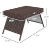 23" Folding Rattan Side Table, Outdoor End Table, Hand Woven PE Rattan Coffee Table for Balcony, Backyard, Garden, Lawn, Courtyard, Brown - 3 of 4