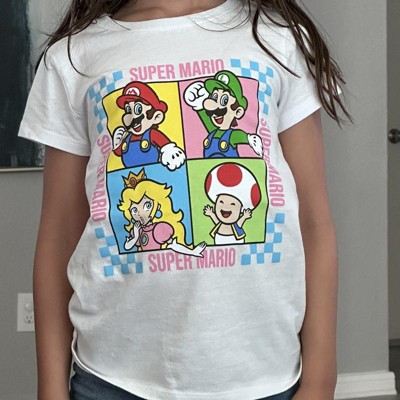 Girls' Nintendo Super Mario Short Sleeve Graphic T-shirt - White M : Target