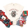 Simply Sage Market Women's North Pole Reindeer Oval Wreath Short Sleeve Garment Dyed Tee - 3 of 4
