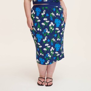 Women's Mixed Floral Sweater Midi Skirt - kate spade new york x Target Blue/Green/White - 1 of 4
