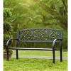 Evergreen Hummingbird Metal Garden Bench - Black - 2 of 3