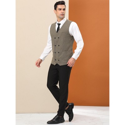 Lars Amadeus Men's Double Breasted Slim Fit Prom Sleeveless Waistcoat Suit Vest, 4 of 7
