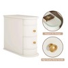 Wood Tall Walnut End Table Narrow Side Table Nightstand with 2 Drawers - 3 of 4