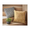 TAG 22"x22" Ikat Flower Block Print Blk Multi Cotton Accent Decorative Throw Pillow Poly Filled Removable Insert Square Machine Wash Black - 3 of 3