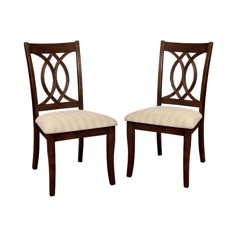 Set of 2 Ladister&#160;Curved Wooden Carved Design Back Side Chair Brown Cherry - miBasics, 1 of 7