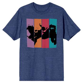 TMNT Silhouette Four Color Strip Men's Navy Heather T-shirt
