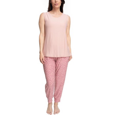 MUK LUKS Womens Chalked Cranberry 2 Piece Pajama Set