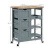 GDFStudio Warnock 360° Rolling Kitchen Cart with Wood Top - 3 of 4