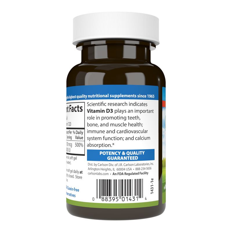 Carlson - Vitamin D3 4000 IU (100 mcg), Cholecalciferol, Immune Support, 3 of 7