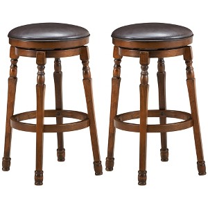 Costway Set of 2 29'' Swivel Bar Stool Leather Padded Dining Kitchen Pub Chair Backless - 1 of 4