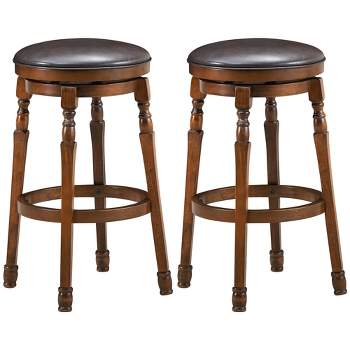 Costway Set of 2 29'' Swivel Bar Stool Leather Padded Dining Kitchen Pub Chair Backless