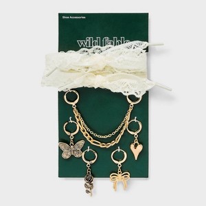 Bows and Butterfly Shoelace and Shoe Charm Set - Wild Fable™ Gold - 1 of 2