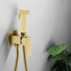 Cobbe Wall Mounted Adjustable Temperature Handheld Bidet Sprayer for Toilet Bathroom Toilet Bidet Attachment Set for Hygienic Cleaning Brushed Gold - 2 of 4