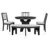 Grungis 5-piece Rustic Round Dining Table Set,Table and Chairs Set with 3 Upholstered Chairs and Curved Bench,Dining Table Set for Kitchen,Gray - 3 of 4