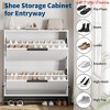 Entryway Shoe Storage Cabinet with 2 Flip Drawers, Freestanding Shoe Organizer w/Metal Legs, Adjustable Shelf Narrow Shoe Rack Cabinet - 4 of 4