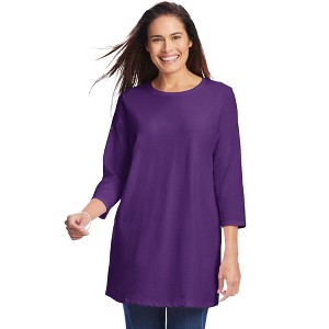 Woman Within Plus Size Perfect Three-Quarter Sleeve Crewneck Tunic - 1 of 4