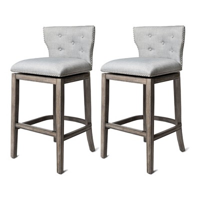 Maven Lane Hugo Low Back Kitchen Stool with Fabric Upholstered Seat, Set of 2