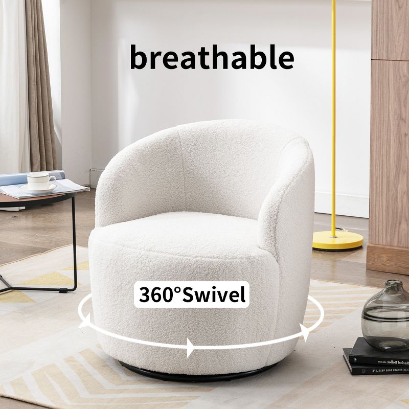 360° Swivel 25.60'' Wide Soft Touch Modern Teddy Tiny Upholstered Barrel Varity Chairs -The Pop Maison, 3 of 9