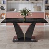 NicBex Dining Table 63" Modern Dining Table with Imitation Marble Pattern and MDF Legs for Kitchen, Dining Room - 2 of 4