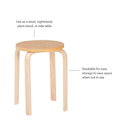 Set of 4 Natural Finish Bentwood Stackable Stools