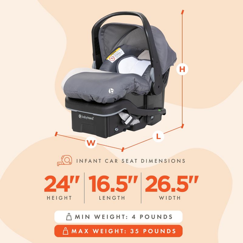 Baby Trend EZ-Lift 35 Plus Ergonomic Lightweight Rear-Facing Infant Car Seat with Multi-Position Base and Cozy Cover, Magnolia Gray, 2 of 7