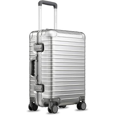 LUGGEX Aluminum Carry On Luggage With USB Port,Hard Case Zipperless Suitcases