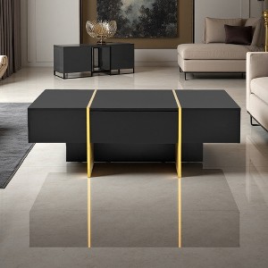 Minimalist High-Gloss Coffee Table with 2 Drawers - 1 of 4
