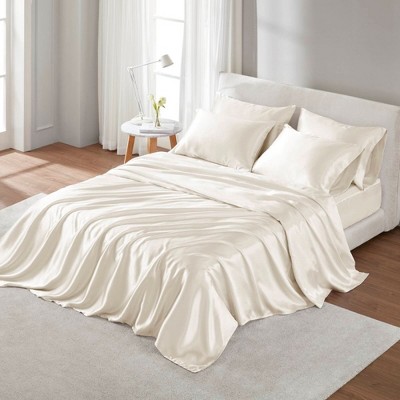 Lycvki 7 Piece Satin Luxury Sheet Set Split King