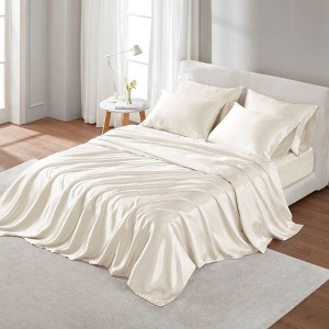 Lycvki 7 Piece Satin Luxury Sheet Set Split King - 1 of 4